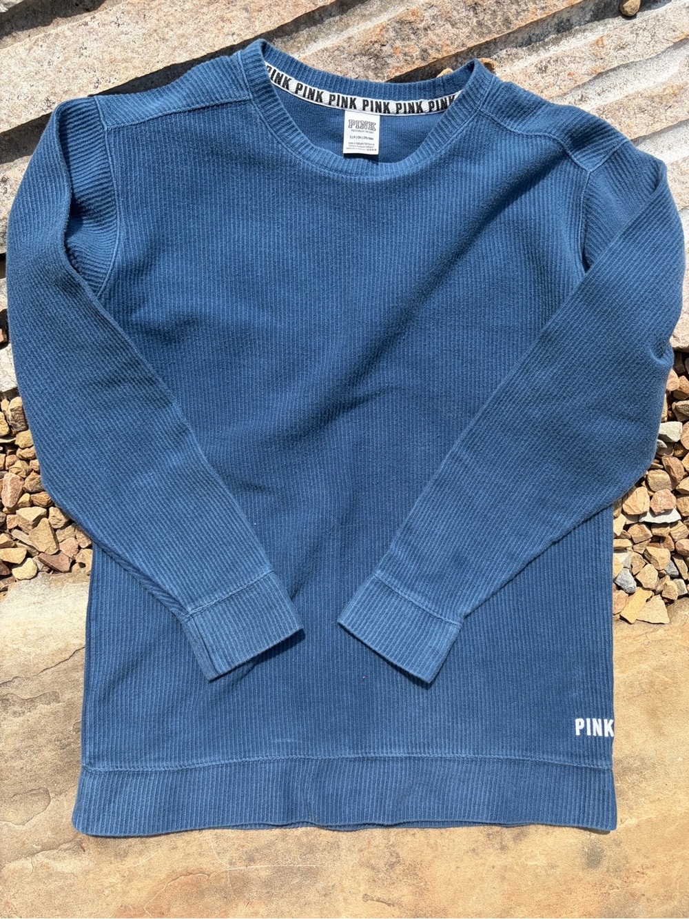 PINK Victoria’s Secret Dusty Blue Super Soft Crewneck Sweater